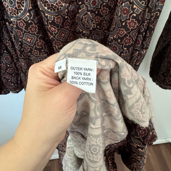 V. DE. VINSTER Midi Length Geometric Dress 100% Silk Size Medium Boho LagenLook - Picture 7 of 12